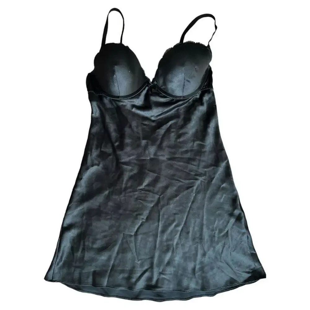 VICTORIA'S SECRET Black Lightly Padded Chemise,Size 36B